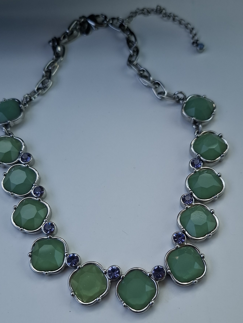 Lia Sophia Thea Statement Necklace Green Jade Resin Lavender Purple Crystal
